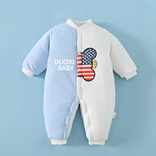 Load image into Gallery viewer, Baby Winter Warm Cotton Romper Blue Green Series
